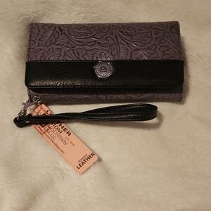 Black and Purple Textured Clutch with Metallic Closure